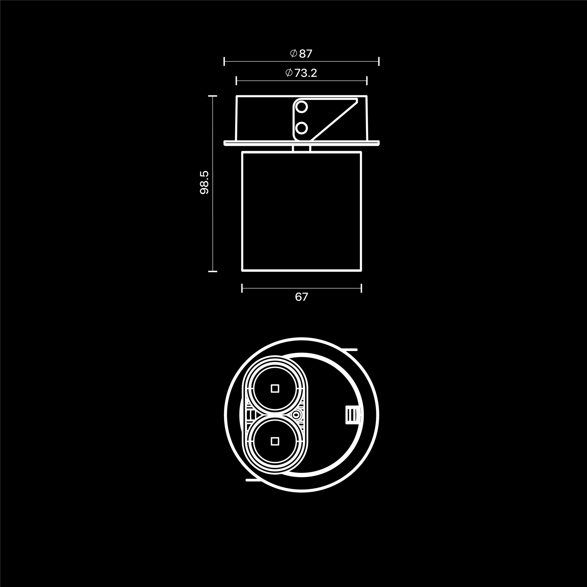 MAGNUS 2X SEMI RECESSED DIMENSION DWG@3x