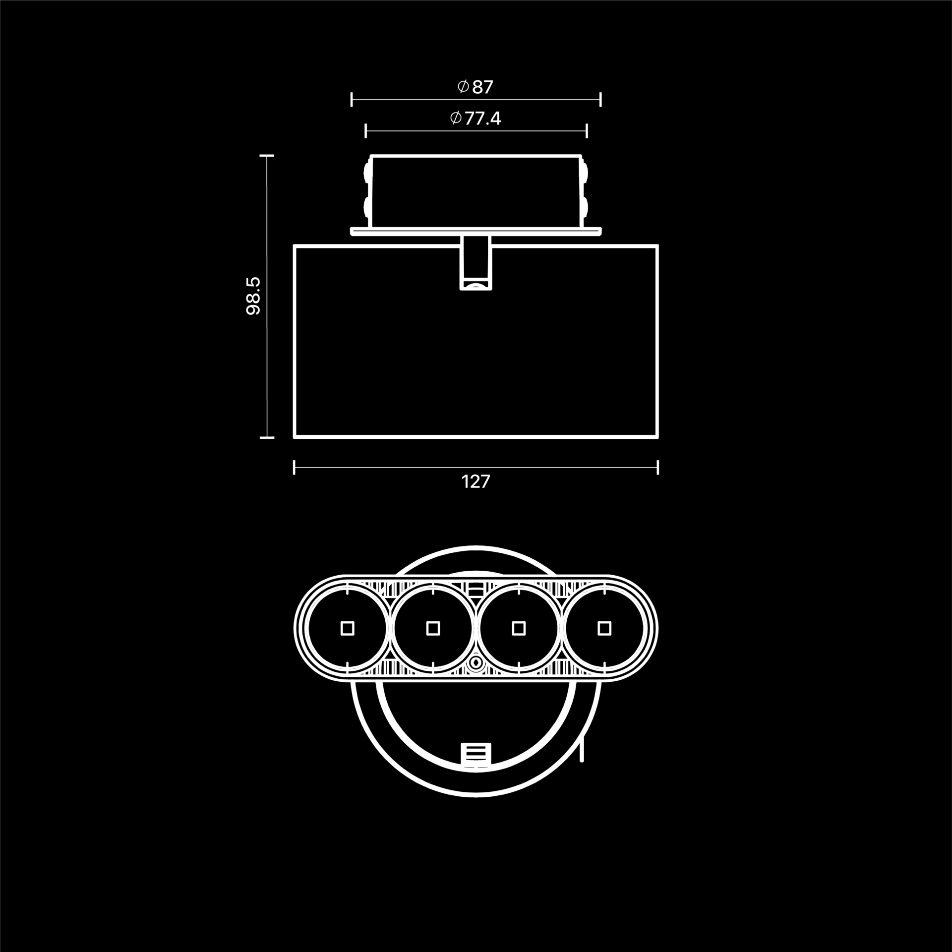 MAGNUS 4X LINEAR SEMI RECESSED DIMENSION DWG@3x